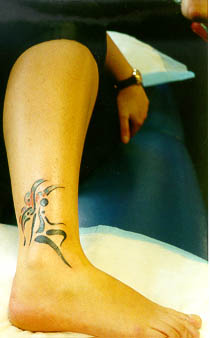 the tribal fairy on my right ankle - minutes after being completed!